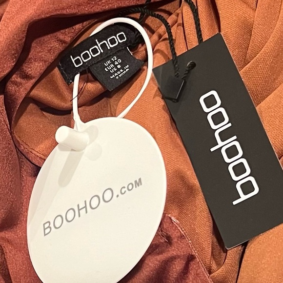 Boohoo Blouson Copper Satin Dress - Picture 5 of 10